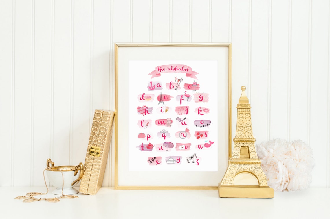 Girly Alphabet ABC Nursery Art Print