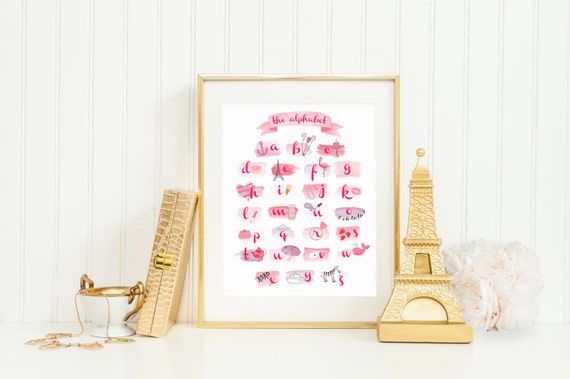 Girly Alphabet ABC Nursery Art Print