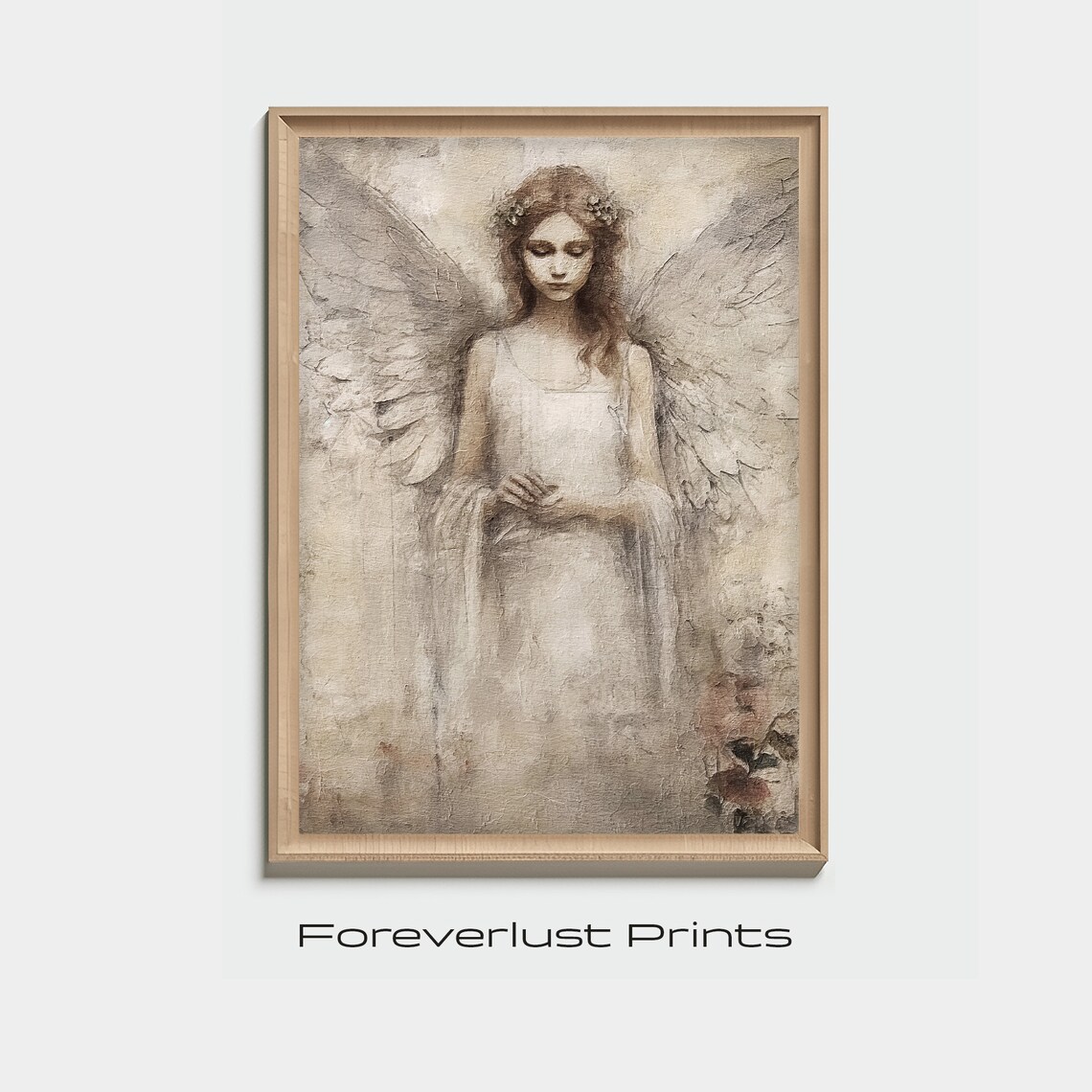 Guardian Angel Portrait Art Print, Abstract Christmas Decor
