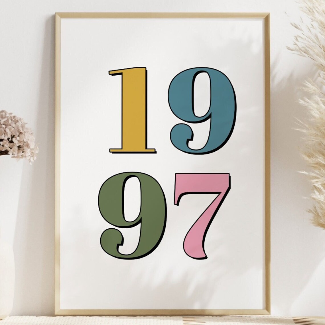 1997 Retro Birth Year Numbers Custom Birthday Gift Art Print
