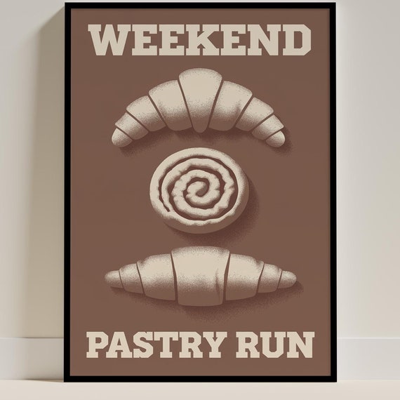Weekend Pastry Run, Minimalist Kitchen Bakery Art Print