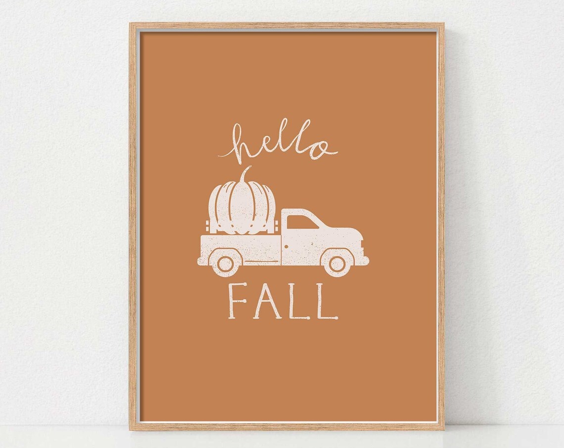 Hello Fall Autumn Decor Boho Minimalist Art Print