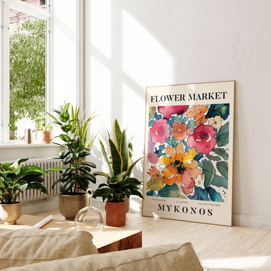 Mykonos Abstract Flower Market Print Colourful Plant Art Modern Gallery Wall Art Floral Poster Gift For Friend Living Room Bedroom - Image 4