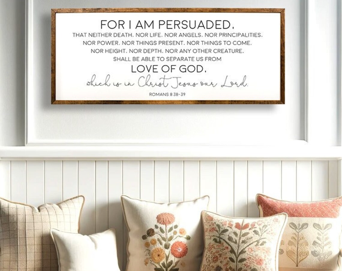 Romans 8:38-39 Scripture Art Print, Christian Verse