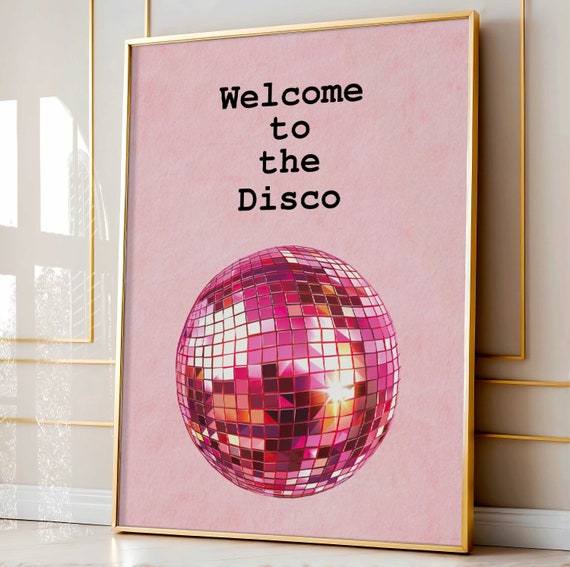 Vintage Kitchen Decor Aesthetic Kitchen Wall Art Print Minimalist Disco Ball Print Retro Dancing Poster Trendy Kitchen Disco Wall Art
