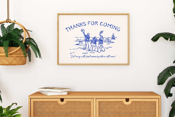 Thanks For Coming Print Vintage Sailor Poster Cute Quote Art Aesthetic Apartment Wall Art Trendy Goodby Poster Beach House Wall Art