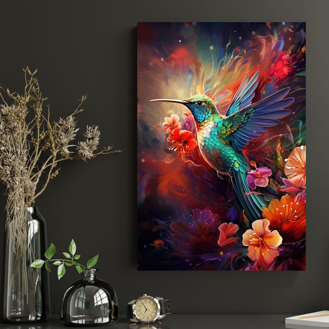 Hummingbird Animal Wall Art Print, Office Decor - Image 2