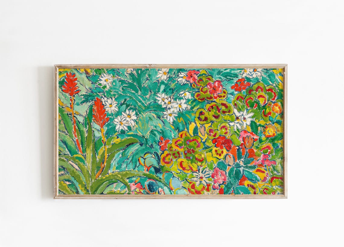 Vibrant Wildflower Garden Colorful Daisy Bloom Painting Poster