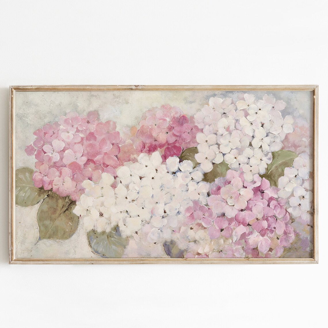 White And Pink Hydrangea Art Print, Modern Floral - Image 3