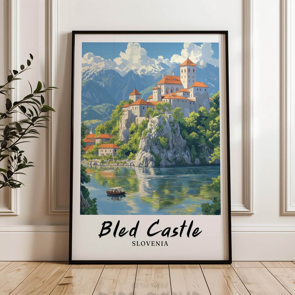 Bled Castle Travel Poster, Slovenia Wedding Gift