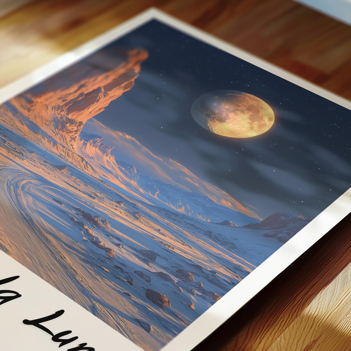 Valle de la Luna Chile Moonlit Desert Valley Night Travel Poster - Image 2