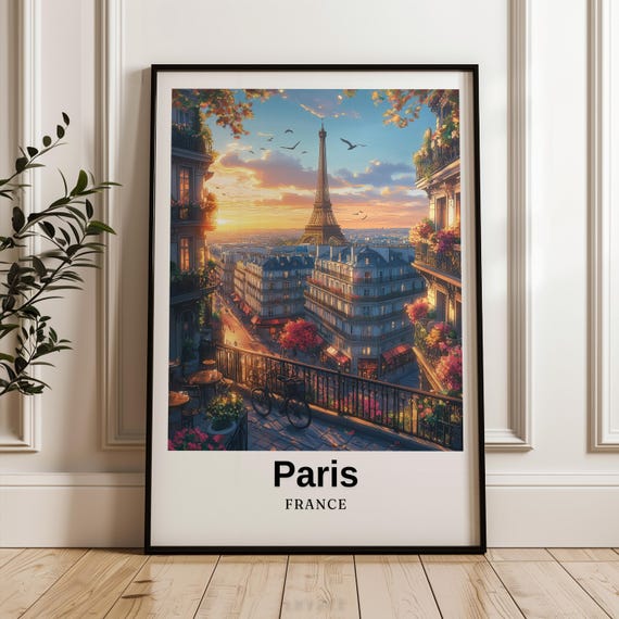 Paris Traditional Travel Print France Eiffel Tower Paris Poster Eiffel Tower Print Wedding Gift Wall Art Illustration Prints