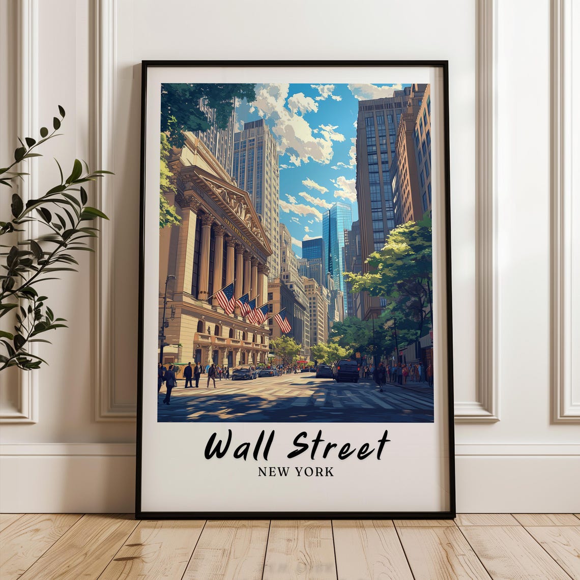 New York City Traditional Travel Print United States New York Poster Wall Street Wedding Gift Personalised Gift New York Print