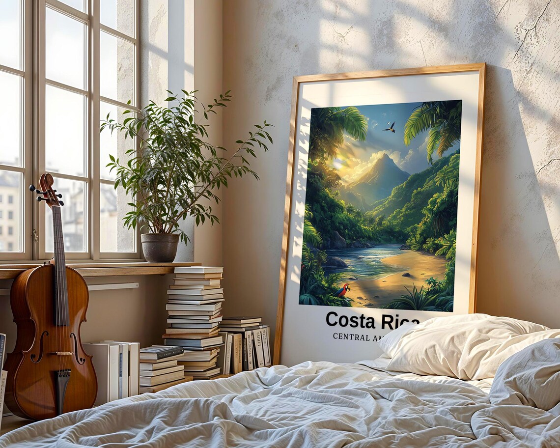 Costa Rica Central America Jungle River Volcano Travel Poster - Image 3