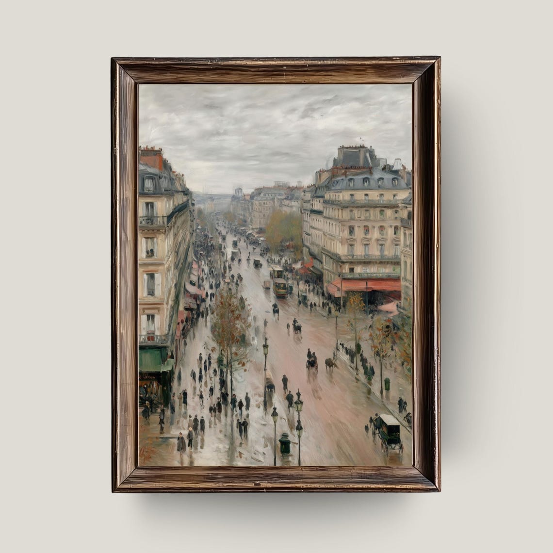 Rainy Paris Boulevard Vintage Impressionist Street Scene Poster
