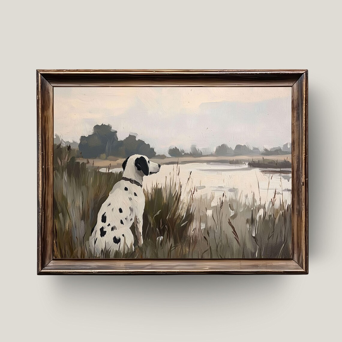 Dalmatian Dog Marsh Landscape Quiet Countryside Wildlife Painting Poster