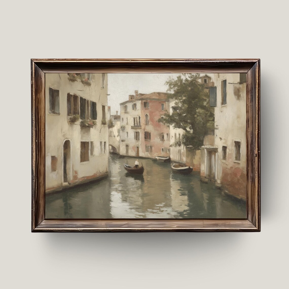 Venice Canal Gondola Romantic Italian Cityscape Painting Print