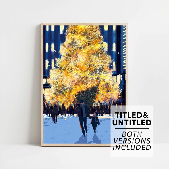 The New Yorker December 2022 Snowy Christmas Tree Lighting Cover Poster