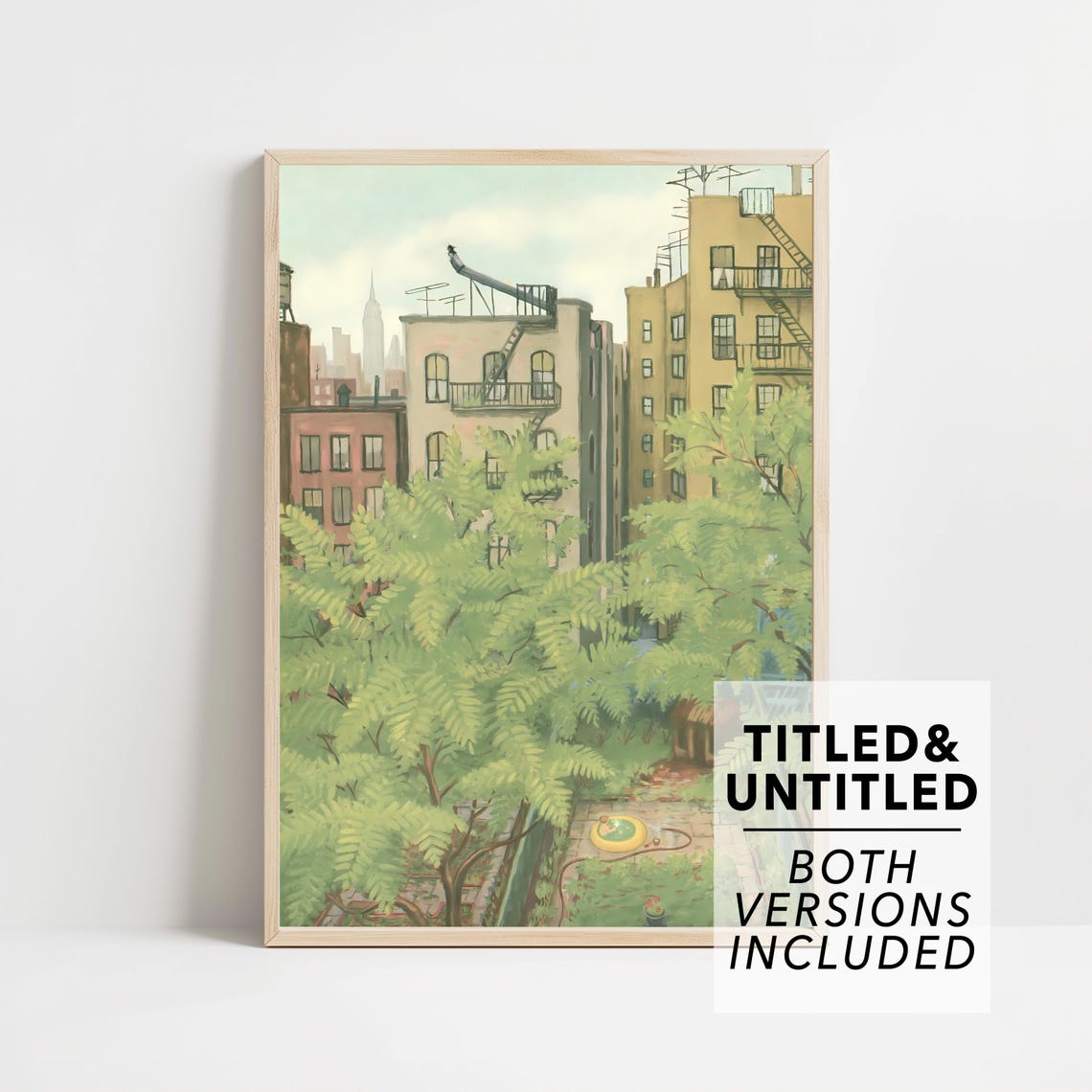 New York Tenement Backyard Water Towers Fire Escapes Trees Poster