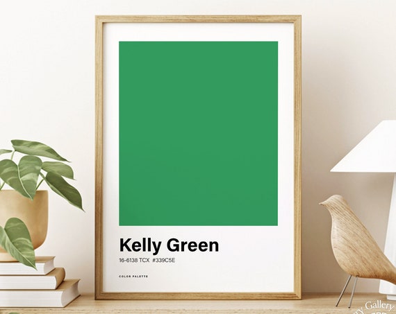 Kelly Green Color Print Color Swatch Boho Wall Art Neutral Print Home Decor Living Room