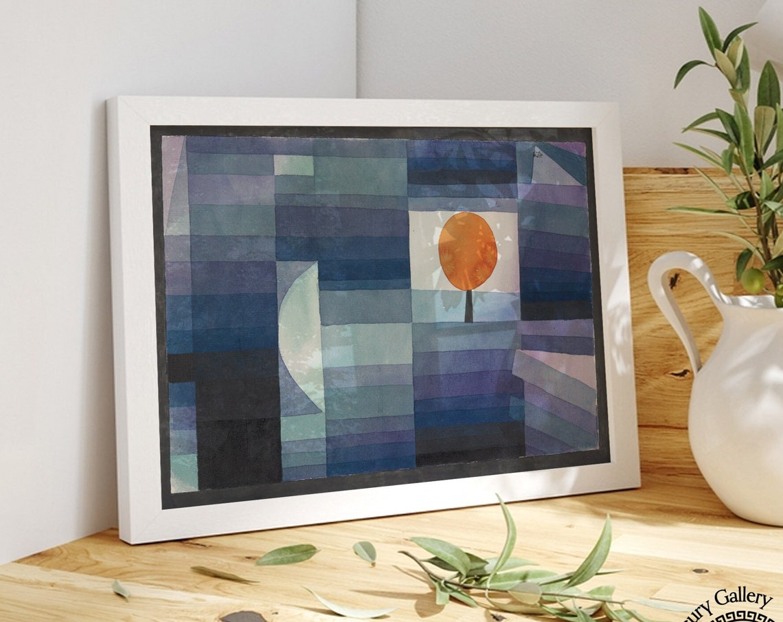 Paul Klee Harbinger Of Autumn 1922 Blue Tile Grid Moon Art Print