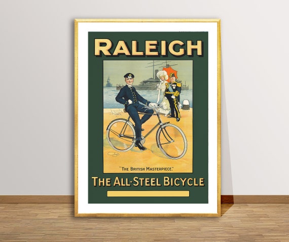 Raleigh The All Steel Bicycle Vintage Poster Bicycle Advert Retro Bicycle Poster Cycling Print Wall Decor