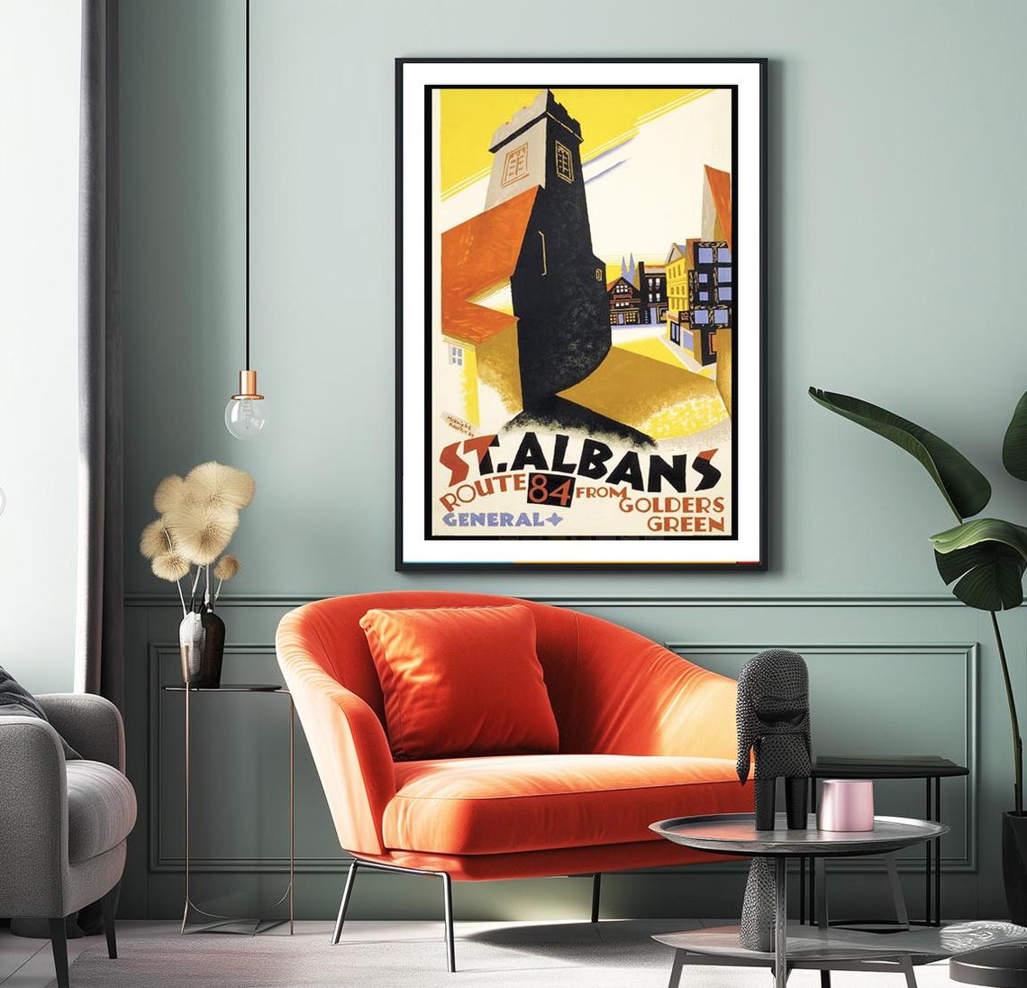 St Albans Route 84 Golders Green London Bus Vintage Travel Poster - Image 2