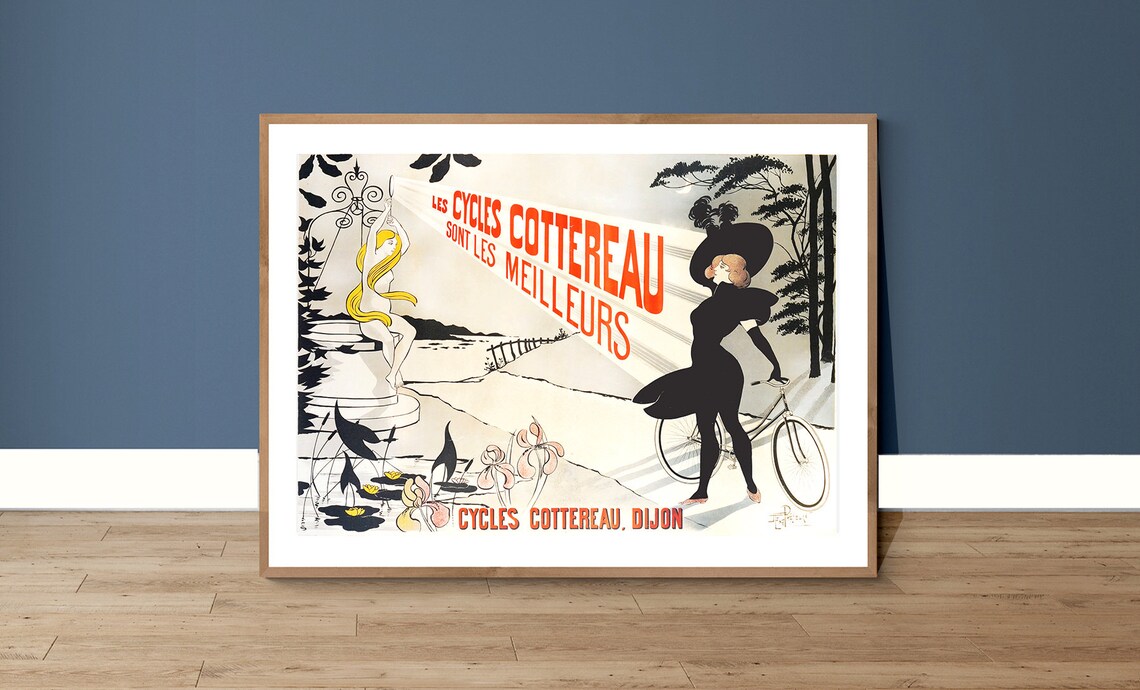 Cycles Cottereau Dijon Bicycle Vintage French Advertising Poster