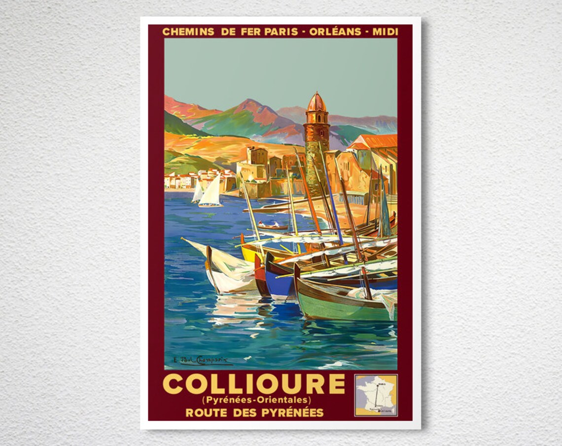 Collioure France Vintage Travel Poster, Travel Poster - Image 2