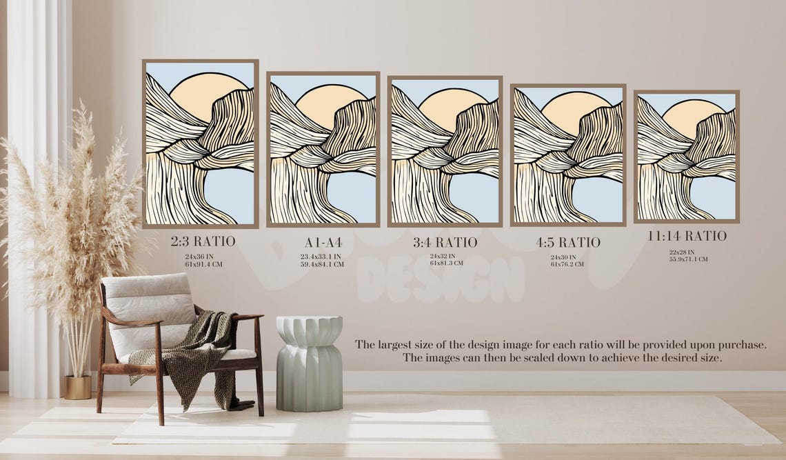 Wabi Sabi Line Art, Japandi Abstract Sunrise - Image 2