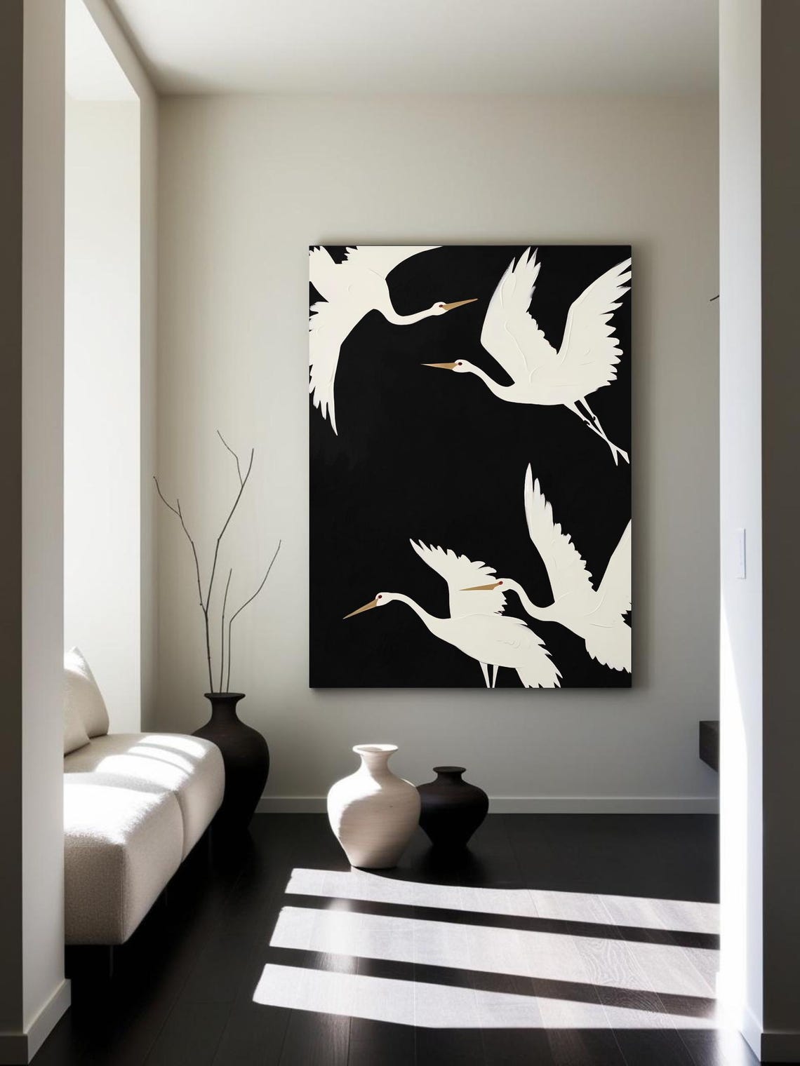 Japandi Crane Wall Art, Wabi Sabi Decor - Image 3