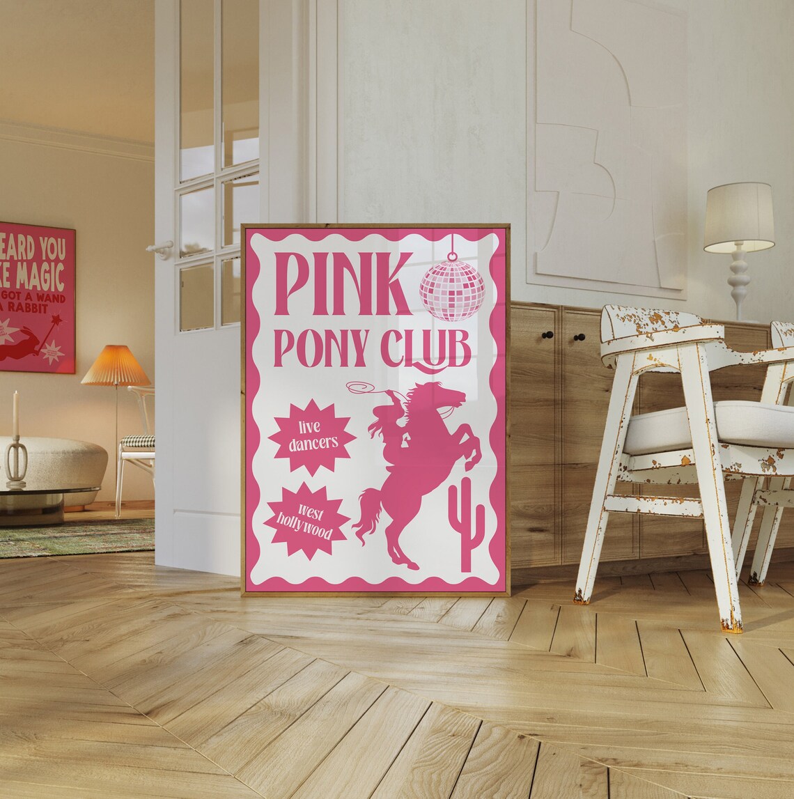 Pink Pony Club West Hollywood Cowgirl Retro Typography Poster