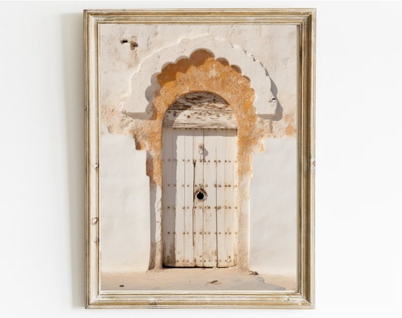 White Maroccan Door Wall Art Moroc Architecture Wall Decor Boho Wall Art Door Print Oriental Travel Print Vintage Photography