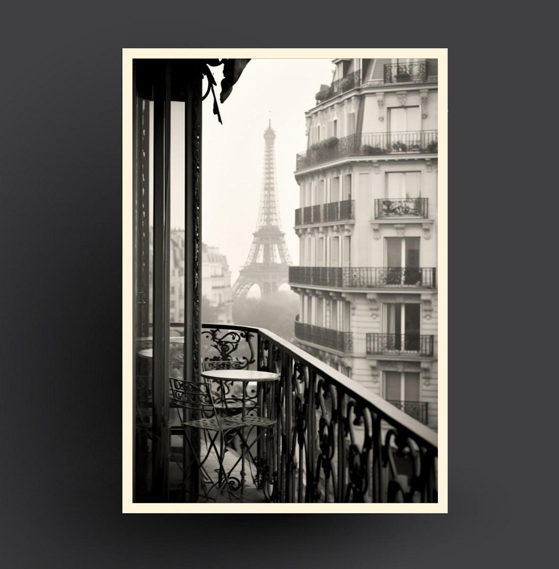 Paris City View European Architecture Print Eiffel Tower French Travel Poster Balcony Art City Portrait Vintage Photography - Image 3