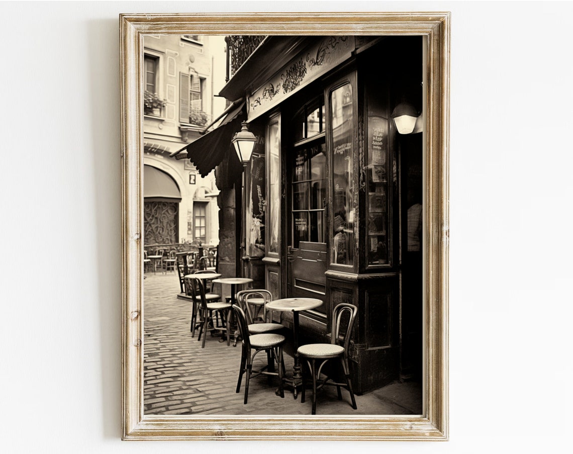 Paris Bistro Parisian Cafe European City Print Eiffel Tower French Travel Poster Art City Portrait Vintage Photography - Image 4