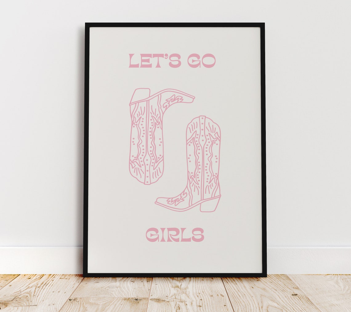 Lets Go Girls Disco Cowgirl Boots Bar Cart Art Preppy Dorm Decor Girly Wall Art Teen Girl Room Decor Wall Art Bachelorette Decor Country - Image 3