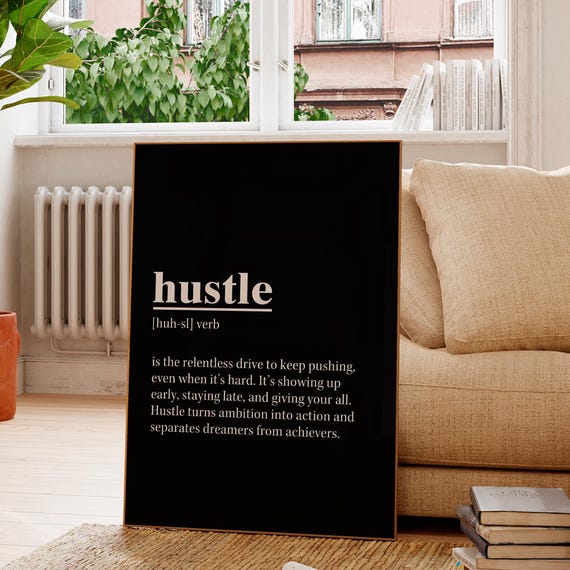 Hustle Motivational Quote Art Print for Gym Office