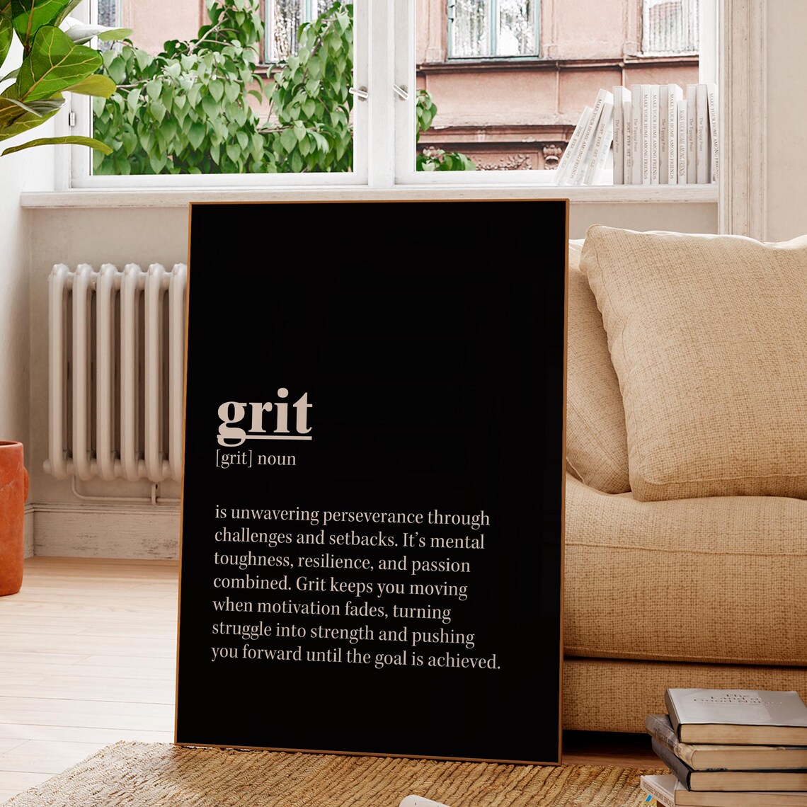 Grit Motivational Office Decor Typography Art Print