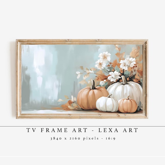 Pumpkin Tv Frame Art Fall Samsung Autumn Farmhouse Decor Cozy Harvest Artwork Rustic Thanksgiving Wall