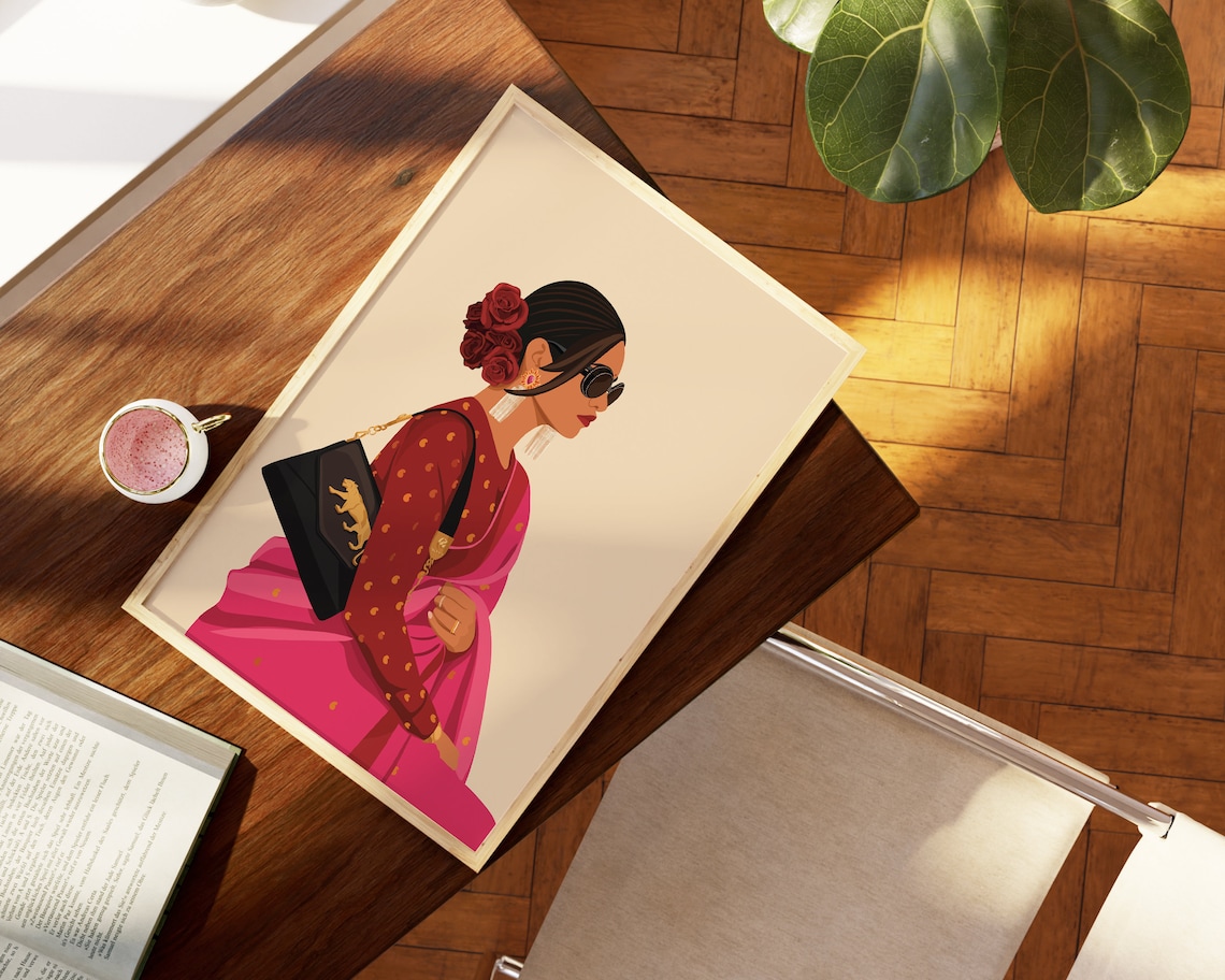 Indian Woman, Modern Boho South Asian Art Print - Image 2