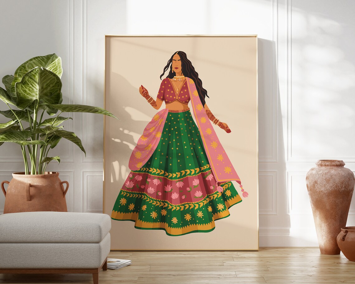 Desi Art Indian Wedding Sangeet Wall Art - Image 4