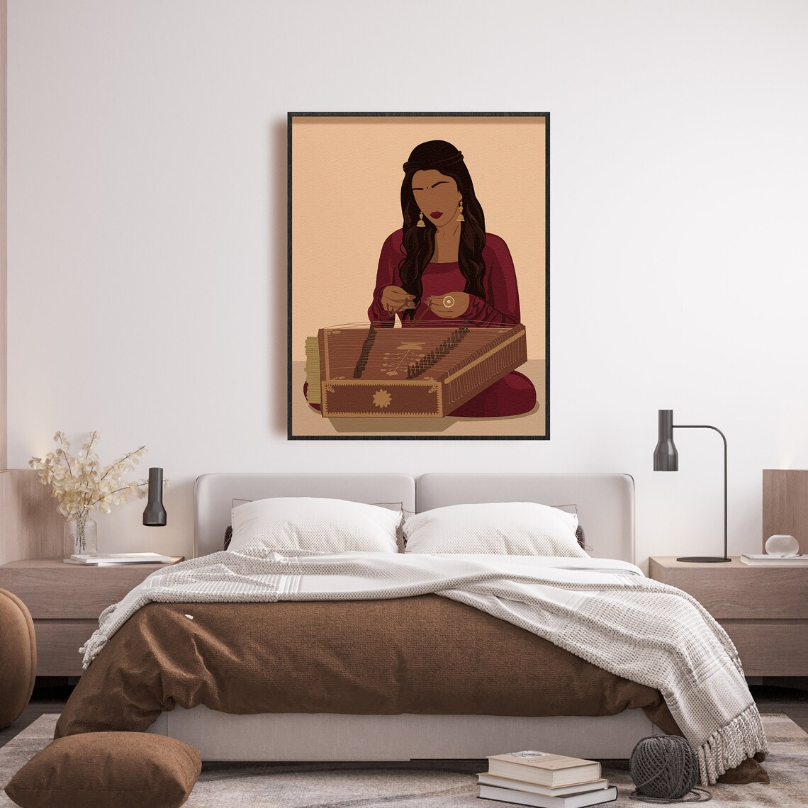 South Asian Woman Playing Santoor Art Print - Image 3