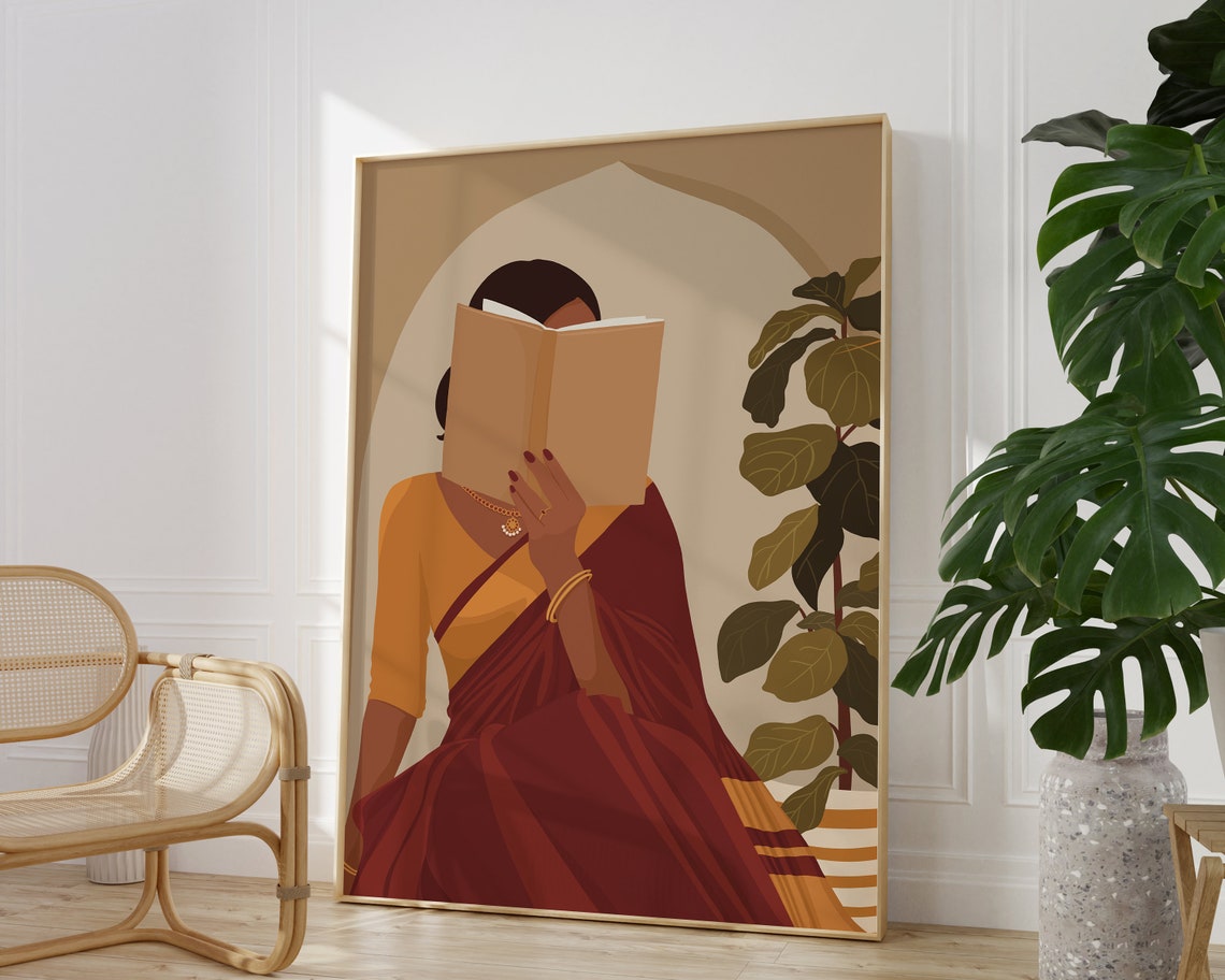 Indian Woman Reading - Boho Art - Image 2