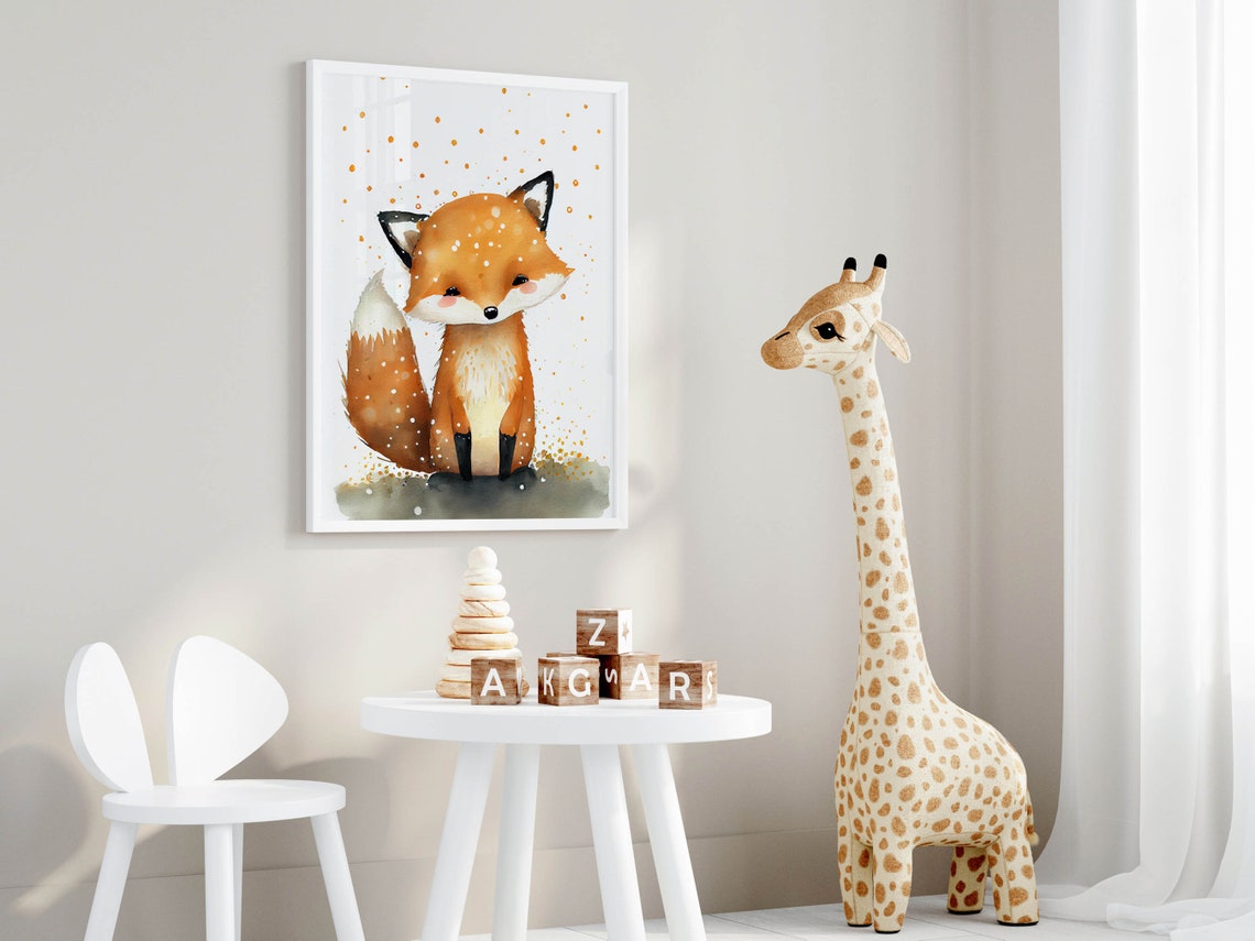Nursery Wall Art Baby Fox Print Woodland Nursery Modern Nursery Decor Baby Shower Gift Kids Poster Girls Room Art Boys Room Art Newborn Gift - Image 2
