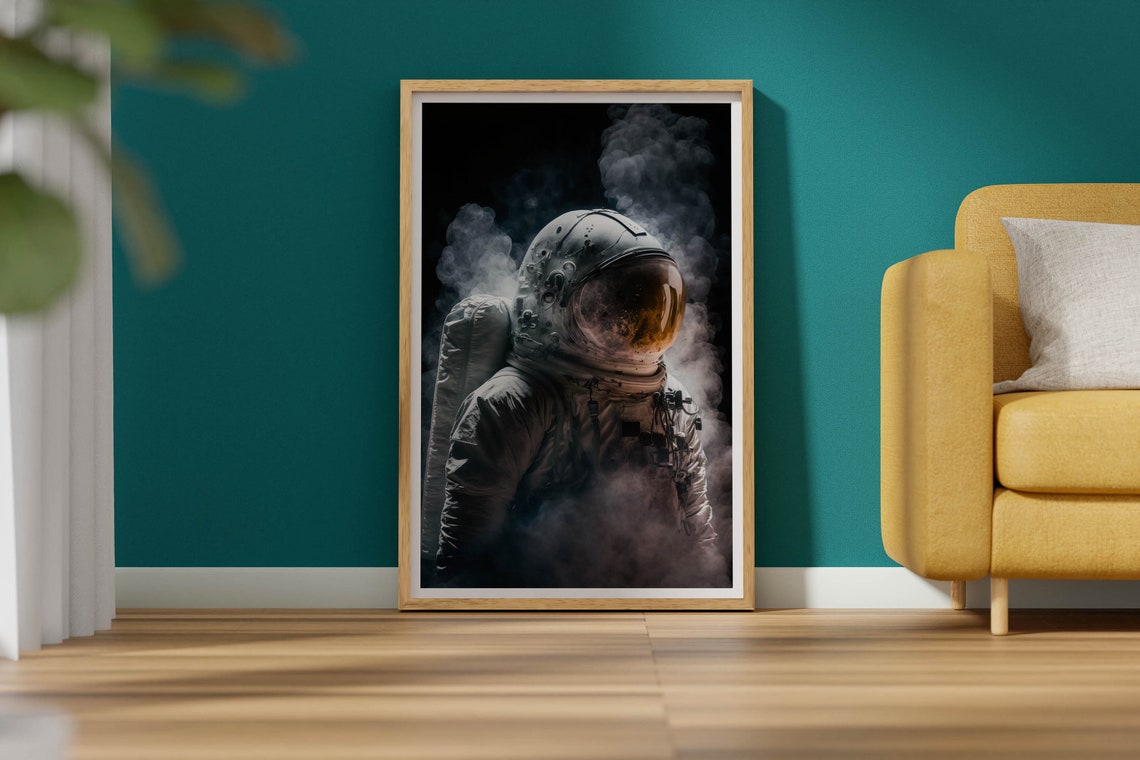 Astronaut in Smoke Poster Dramatic Black Space Portrait Moody Art - Image 2