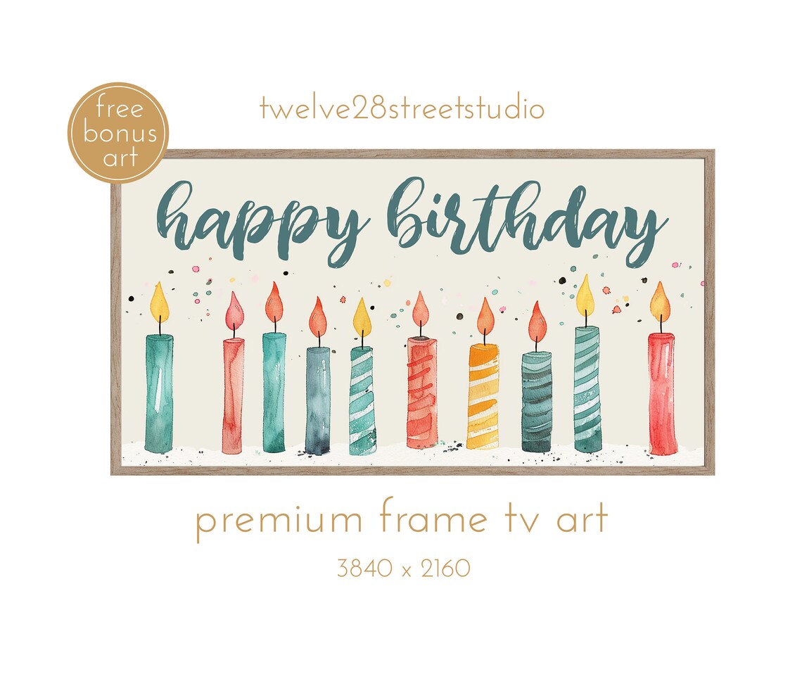 Birthday Frame TV Art, Birthday Decor Art Print