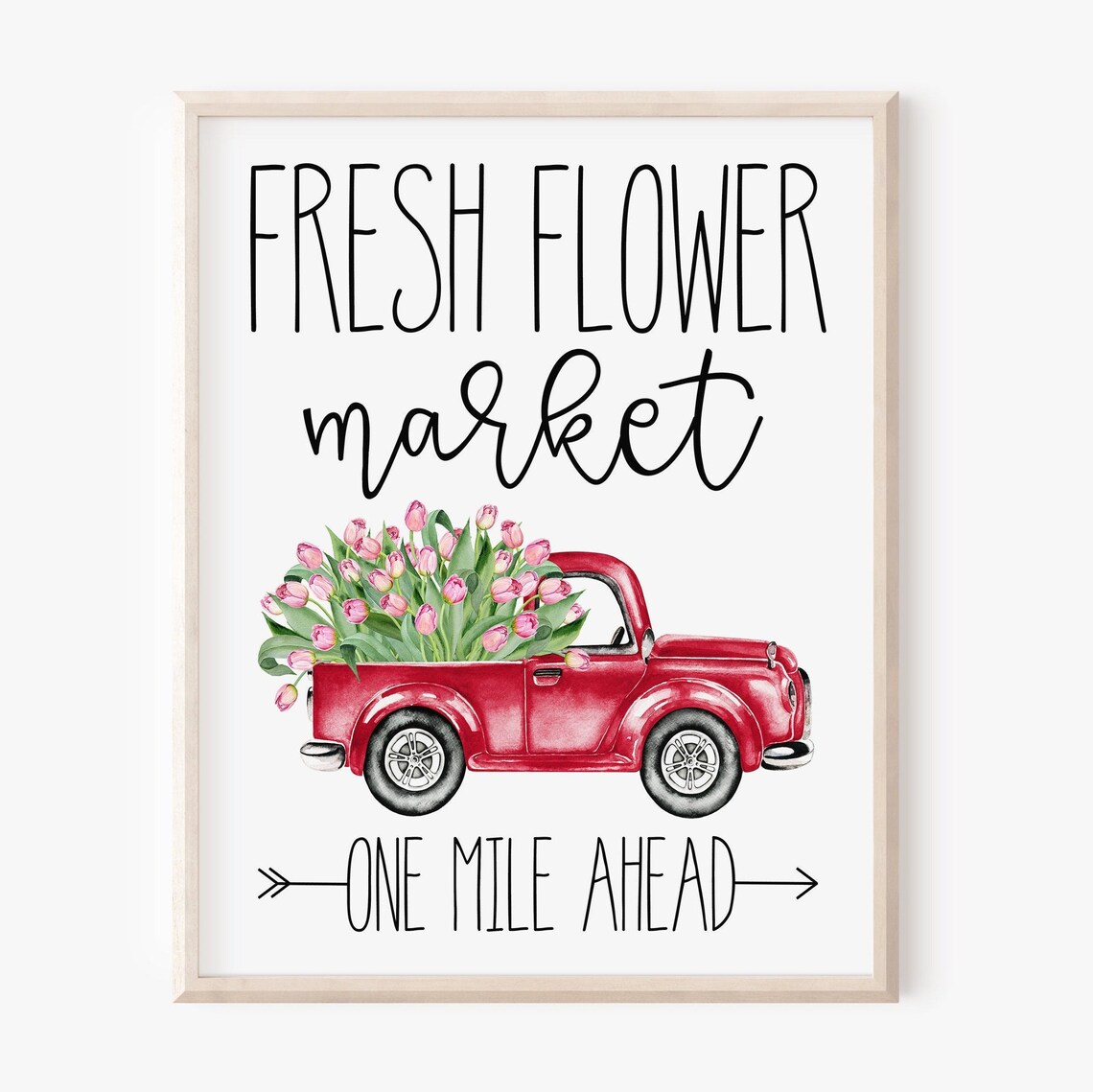 Spring Truck Art Print, Fresh Flower Market Sign - Image 5