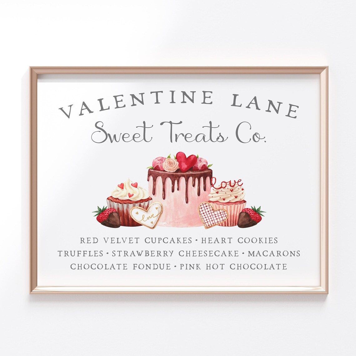 Valentines Day Nostalgic Bakery Sign Art Print - Image 3