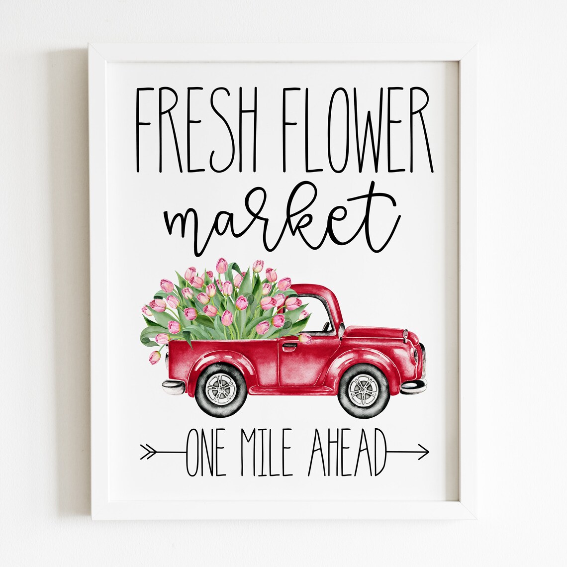 Spring Truck Art Print, Fresh Flower Market Sign - Image 2