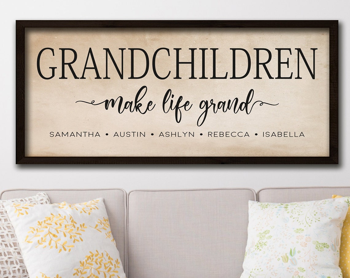 40 Off Gift For Grandparents Sign With Names Grandchildren Sign Personalized Grandchildren Make Life Grand Wood Sign Old Paper Background